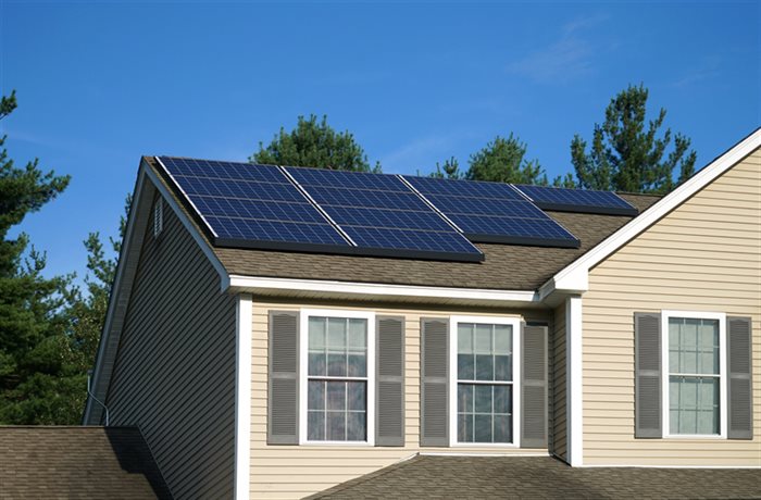 Solar panels mounted on a home's roof